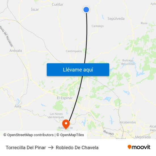 Torrecilla Del Pinar to Robledo De Chavela map
