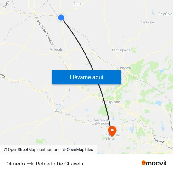 Olmedo to Robledo De Chavela map