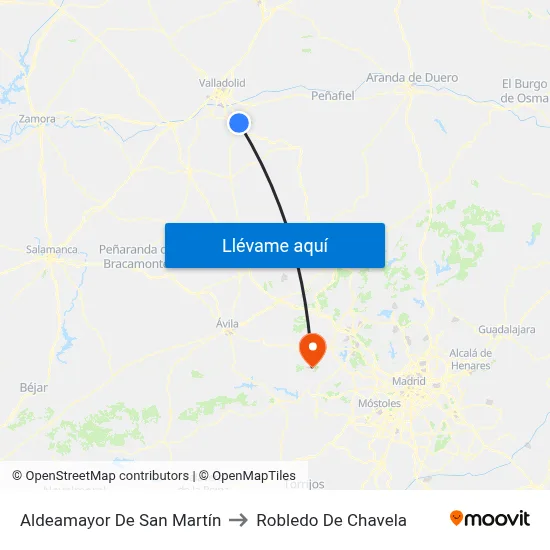 Aldeamayor De San Martín to Robledo De Chavela map