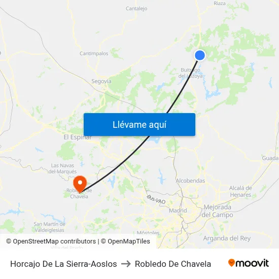 Horcajo De La Sierra-Aoslos to Robledo De Chavela map
