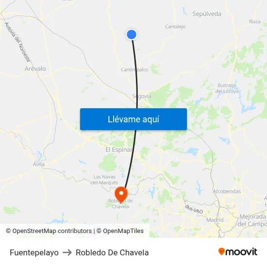 Fuentepelayo to Robledo De Chavela map