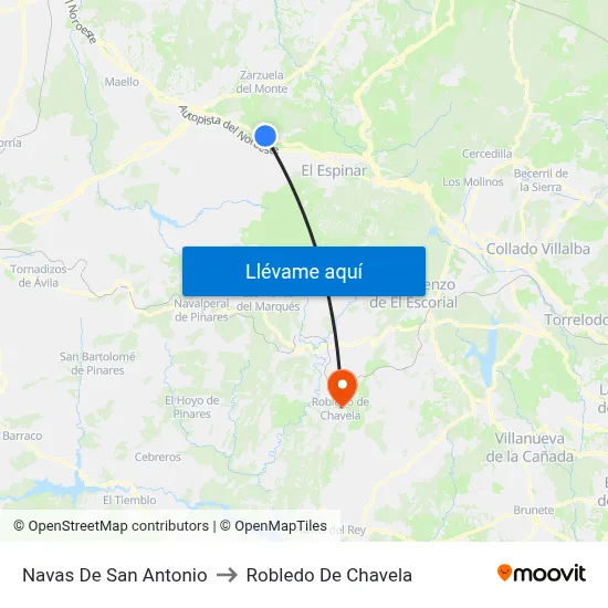 Navas De San Antonio to Robledo De Chavela map