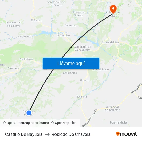 Castillo De Bayuela to Robledo De Chavela map