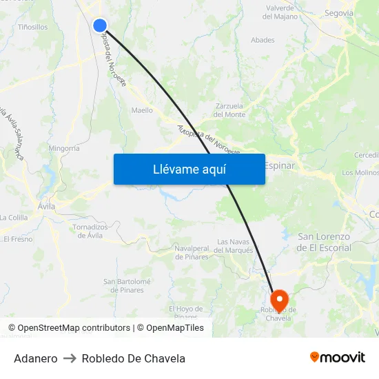 Adanero to Robledo De Chavela map