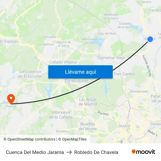 Cuenca Del Medio Jarama to Robledo De Chavela map