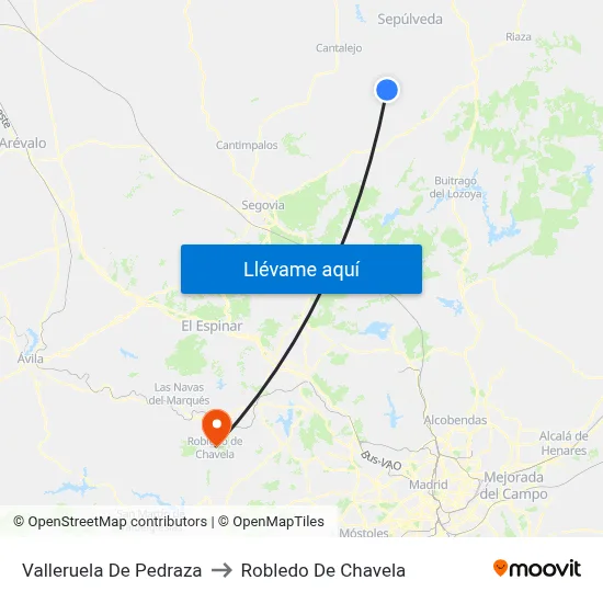 Valleruela De Pedraza to Robledo De Chavela map