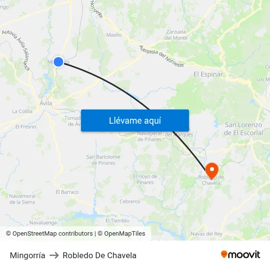 Mingorría to Robledo De Chavela map