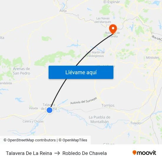 Talavera De La Reina to Robledo De Chavela map