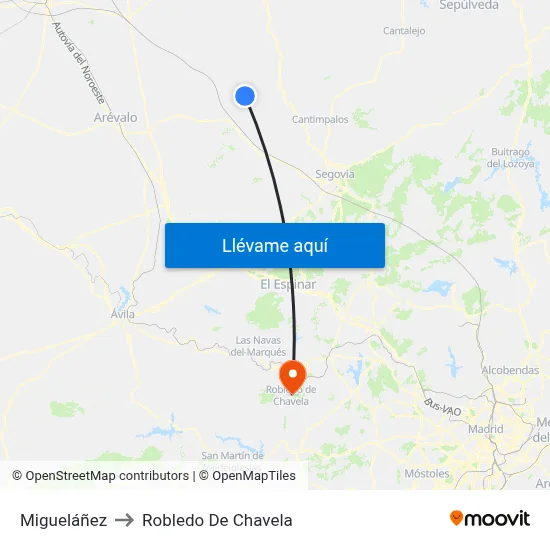 Migueláñez to Robledo De Chavela map