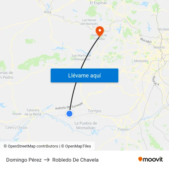 Domingo Pérez to Robledo De Chavela map