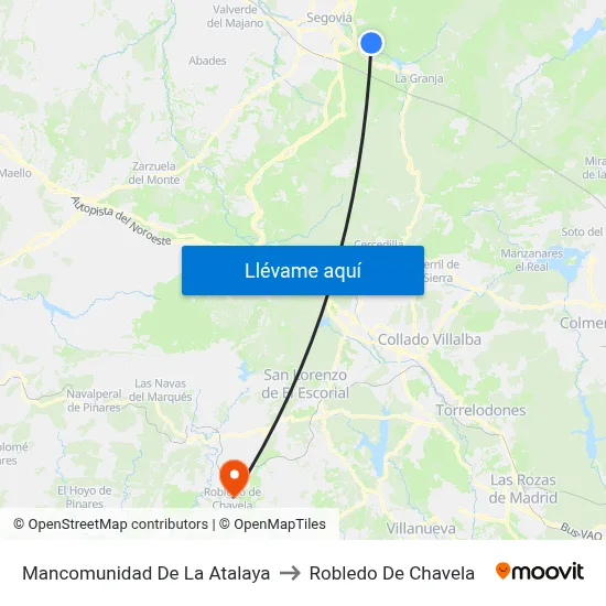 Mancomunidad De La Atalaya to Robledo De Chavela map