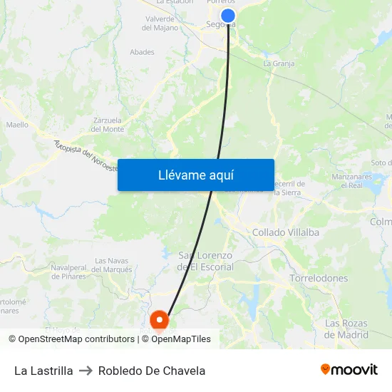 La Lastrilla to Robledo De Chavela map
