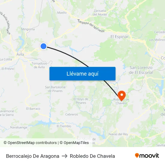 Berrocalejo De Aragona to Robledo De Chavela map