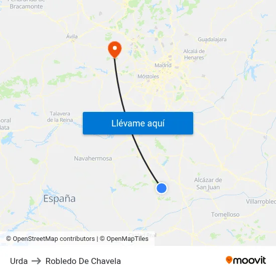 Urda to Robledo De Chavela map