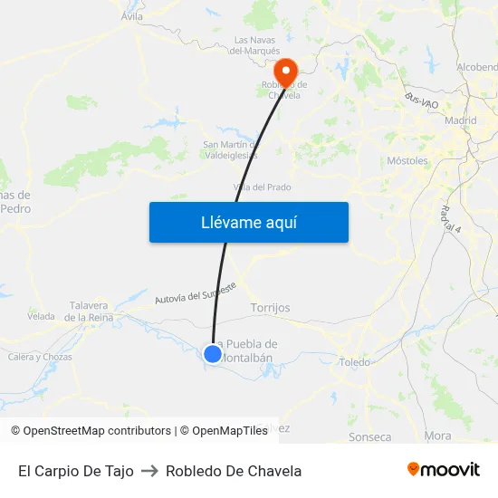 El Carpio De Tajo to Robledo De Chavela map