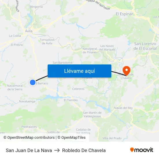 San Juan De La Nava to Robledo De Chavela map