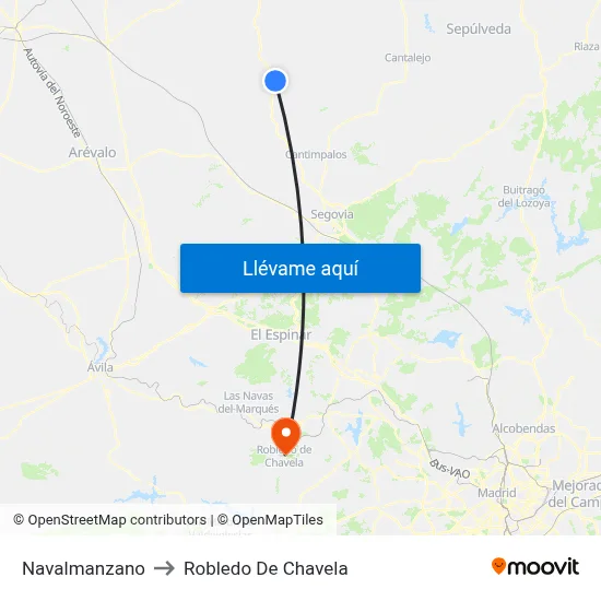 Navalmanzano to Robledo De Chavela map