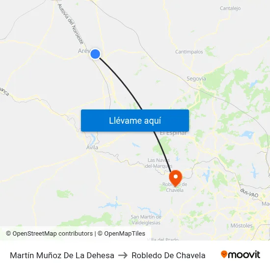 Martín Muñoz De La Dehesa to Robledo De Chavela map