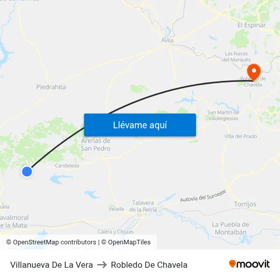 Villanueva De La Vera to Robledo De Chavela map