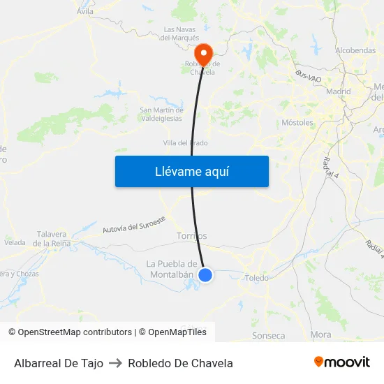 Albarreal De Tajo to Robledo De Chavela map