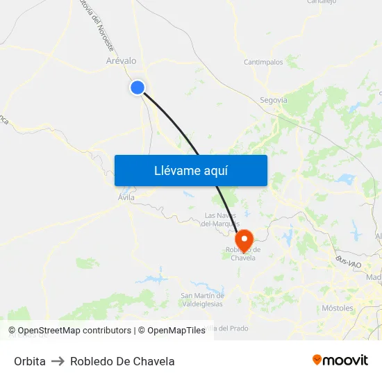 Orbita to Robledo De Chavela map