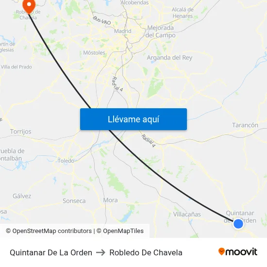 Quintanar De La Orden to Robledo De Chavela map