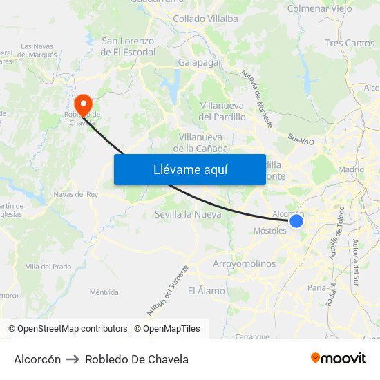 Alcorcón to Robledo De Chavela map