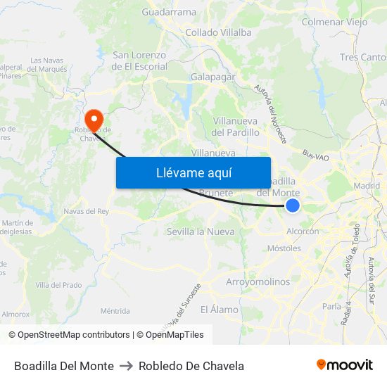 Boadilla Del Monte to Robledo De Chavela map