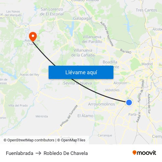 Fuenlabrada to Robledo De Chavela map