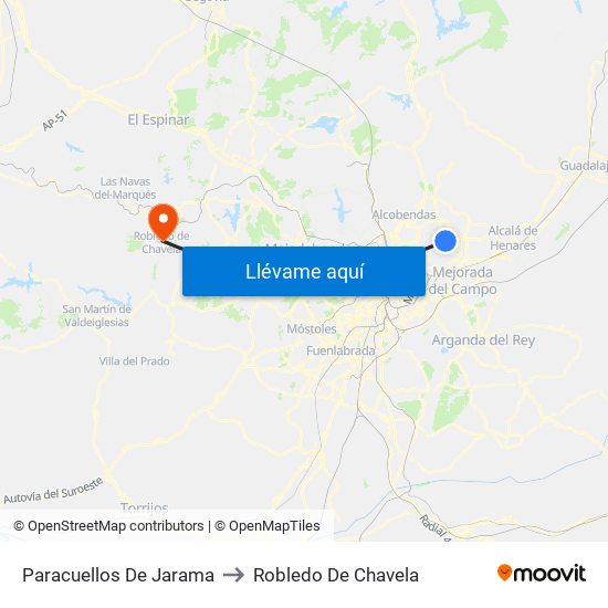 Paracuellos De Jarama to Robledo De Chavela map