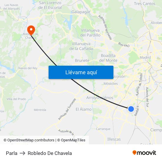 Parla to Robledo De Chavela map