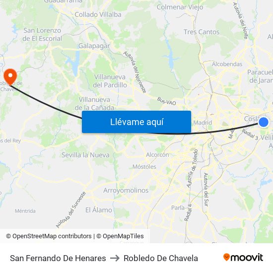 San Fernando De Henares to Robledo De Chavela map