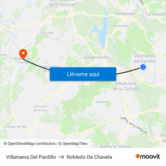 Villanueva Del Pardillo to Robledo De Chavela map