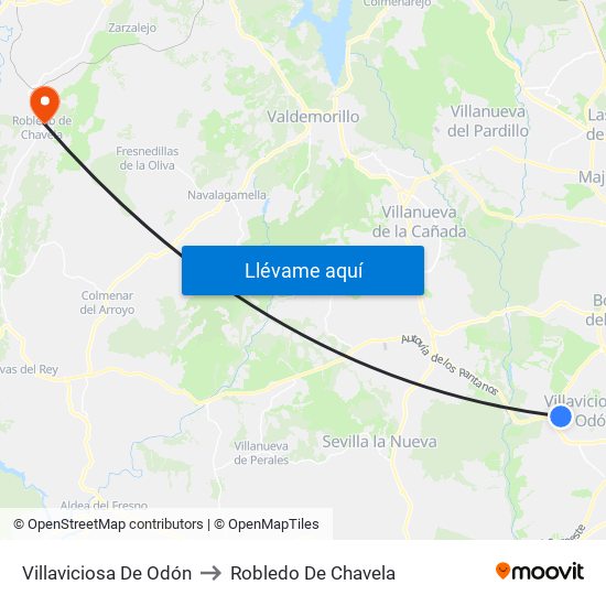 Villaviciosa De Odón to Robledo De Chavela map