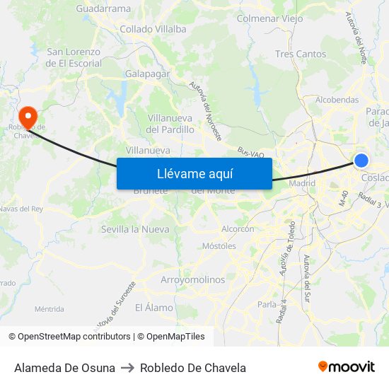 Alameda De Osuna to Robledo De Chavela map