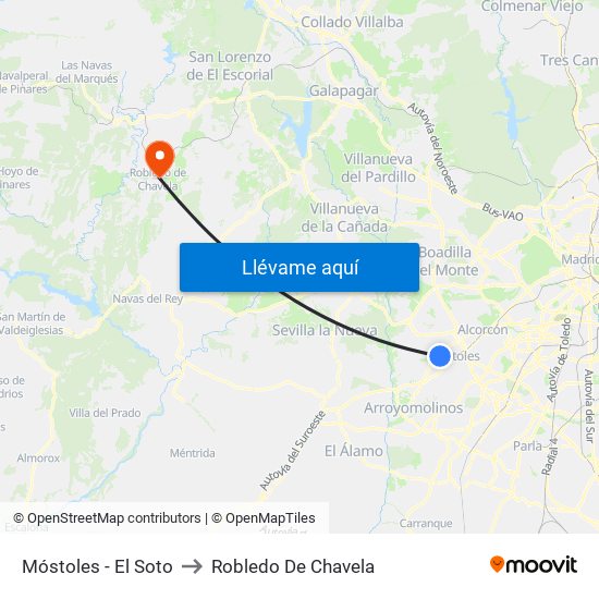 Móstoles - El Soto to Robledo De Chavela map