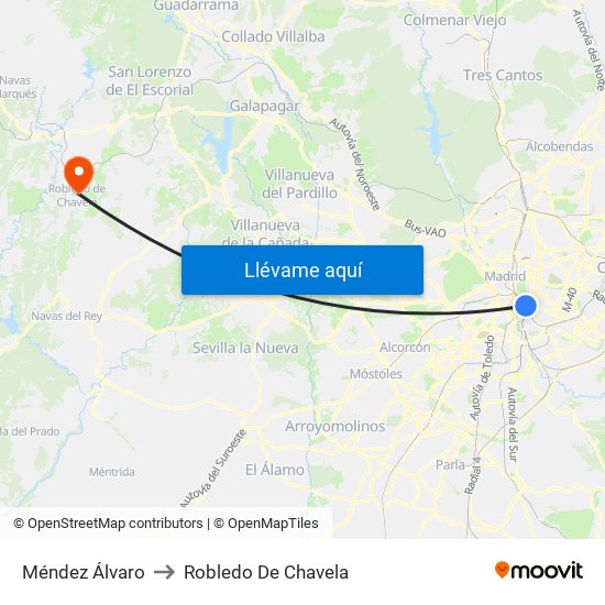 Méndez Álvaro to Robledo De Chavela map