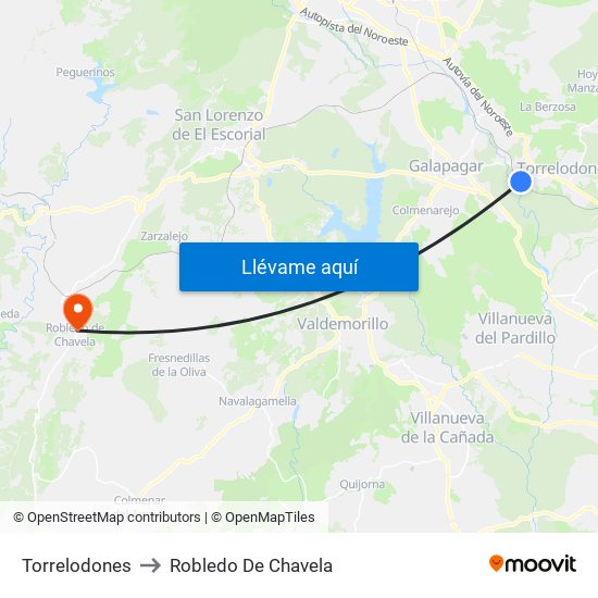 Torrelodones to Robledo De Chavela map