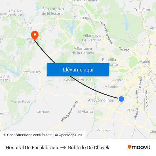 Hospital De Fuenlabrada to Robledo De Chavela map