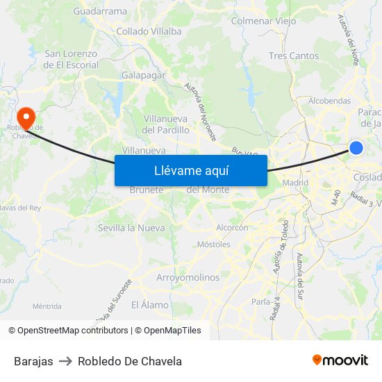 Barajas to Robledo De Chavela map