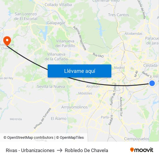 Rivas - Urbanizaciones to Robledo De Chavela map