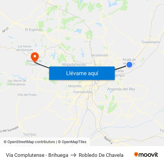 Vía Complutense - Brihuega to Robledo De Chavela map