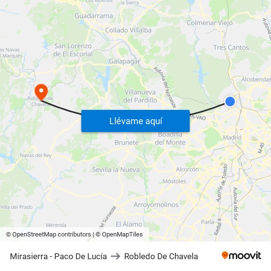 Mirasierra - Paco De Lucía to Robledo De Chavela map