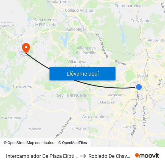 Intercambiador De Plaza Elíptica to Robledo De Chavela map