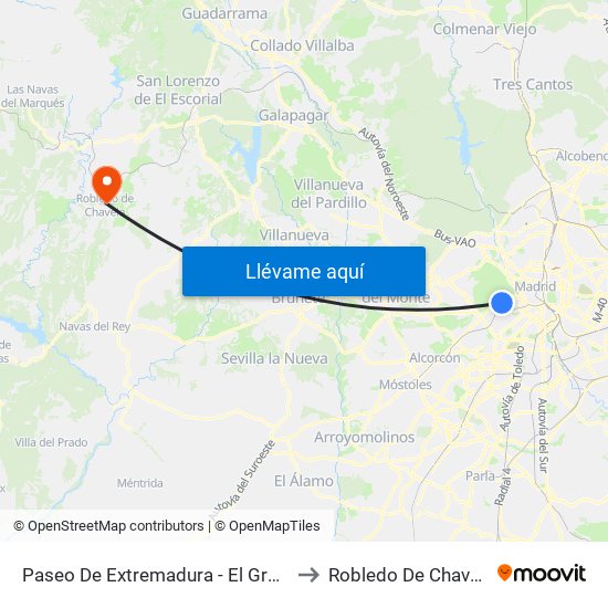 Paseo De Extremadura - El Greco to Robledo De Chavela map