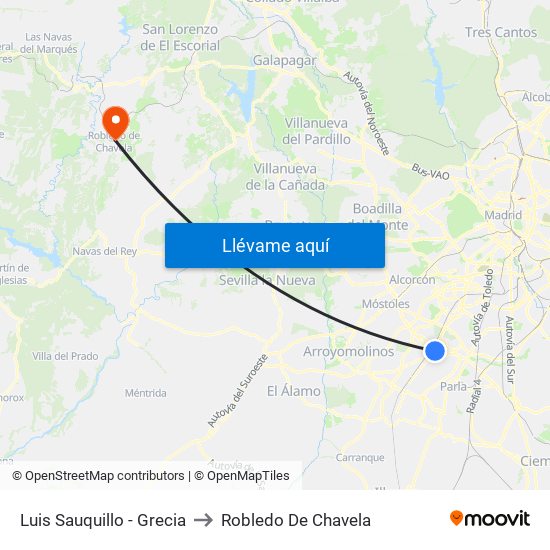 Luis Sauquillo - Grecia to Robledo De Chavela map