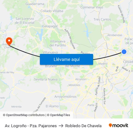 Av. Logroño - Pza. Pajarones to Robledo De Chavela map