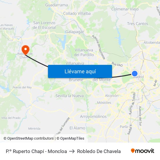 P.º Ruperto Chapí - Moncloa to Robledo De Chavela map