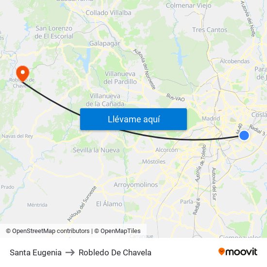 Santa Eugenia to Robledo De Chavela map