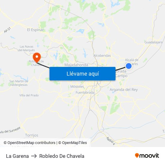 La Garena to Robledo De Chavela map